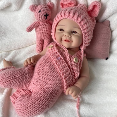 Boneca Bebé Reborn Menina 43cm Corpo banhável, boneca 100% Silicone de platina, corpo macio e flexível, 2,6kg,