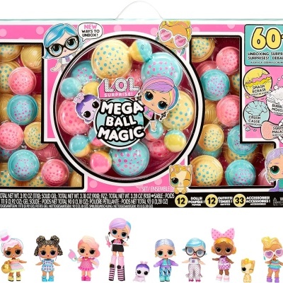 LOL Surprise Mega Ball Magic - 12 bonecas, +60 surpresas e experiências em misturas