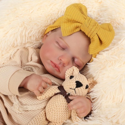 Boneca Bebé Reborn 48cm Corpo inteiro em Vinil/silicone com acessórios, recém nascido, olhos fechados