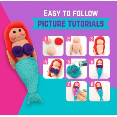Boneca de sereia de modelagem com tutorial passo a passo em 8 etapas