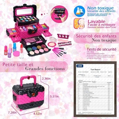 Maleta maquilhagem infantil com 57 peças, não tóxico, sem conservantes, lavável