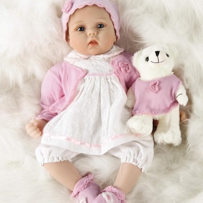 Bebé Reborn Boneca 55cm em Silicone Vinílico com acessórios, feito a mão, recém nascido, olhos abertos