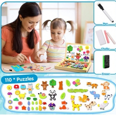 Puzzle Magnetico 110 peças - Quebra-cabeças madeira magnética