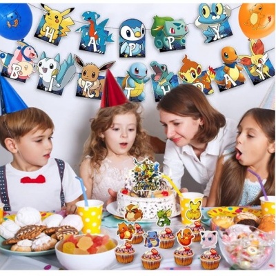 Kit festa de anos Pokemon - 10 peças de 2 a 5 anos.