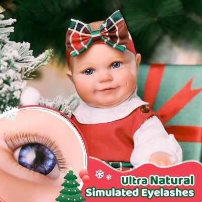 Boneca Bebé Reborn de Natal, 50cm em Silicone Vinílico com acessórios, recém nascido