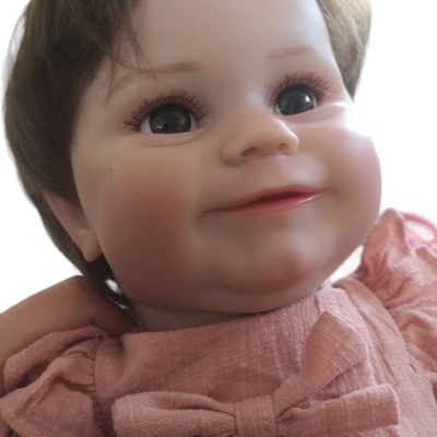 Bebé Reborn Boneca Sofia 50cm em Silicone Vinílico com acessórios, feito a mão, recém nascido, olhos abertos