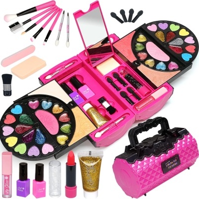 Maleta Estojo de Maquilhagem Infantil 59 peças, não tóxico, lavável e divertida