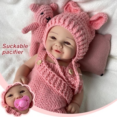 Boneca Bebé Reborn Menina 43cm Corpo banhável, boneca 100% Silicone de platina, corpo macio e flexível, 2,6kg,