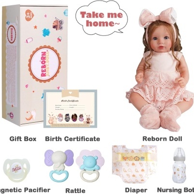 Boneca Bebé Reborn Lara, 50cm em Silicone Vinílico, detalhes realistas, com acessórios