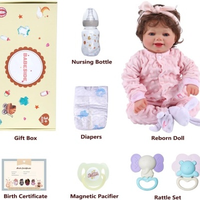 Bebé Reborn Sol lindos cabelos, 43cm em Vinil, detalhes realistas, com acessórios