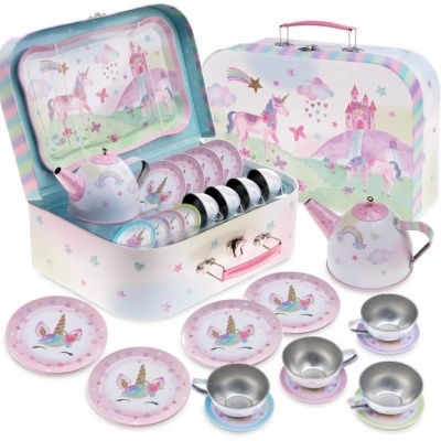 Jogo de chá 15 peças para brincar, em metal, livre de BPA, não toxico