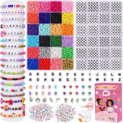 Kit de Missangas Infantil 5800 Peças – DIY para Fazer Pulseiras, Colares e Acessórios Criativos