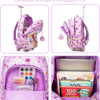 Kit Escolar Girafa Mochila com Trolley + Lancheira + Porta Lápis: tamanho grande
