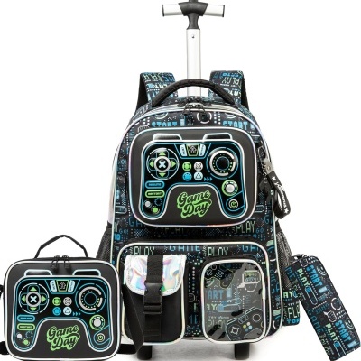 Conjunto Trolley Escolar Gamer 3 peças: Mochila + Lancheira + Porta Lápis: tamanho grande