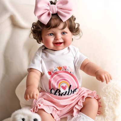 Boneca Bebé Reborn 50cm Corpo inteiro em Vinil/silicone com acessórios,