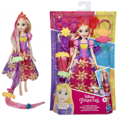 Nova Boneca Rapunzel  longos cabelos coloridos, com 10 acessórios, Oficial Hasbro