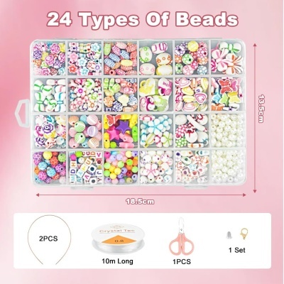 550 peças Kit contas para fazer Pulseiras, arcos, missangas para trabalhos manuais, prenda Natal e mais