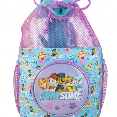 Saco de Praia/Natação 40cm Patrulha Pata, azul ou Rosa