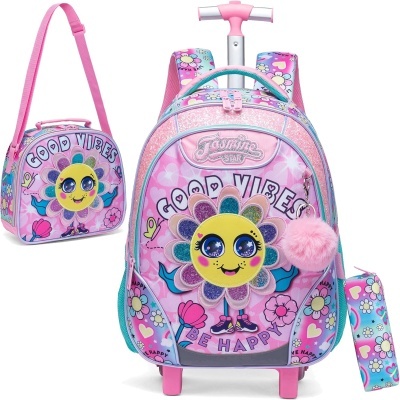 Kit Escolar Good Vibes Mochila com Trolley + Lancheira + Porta Lápis: tamanho grande