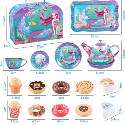 Jogo de chá 27 peças para brincar, em metal, livre de BPA, não toxico