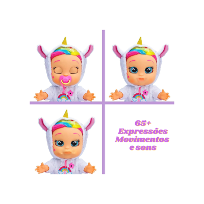Nova Boneca Cry Babies Dreamy Unicórnio, bebé chorão Dreamy primeiras emocões