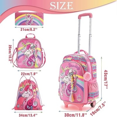 Kit Escolar Unicórnio Sweety: Mochila Grande  + Lancheira Térmica + porta lápis
