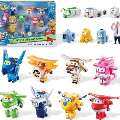 Super Wings - Pack 15 figuras: 08 figuras Transform-a-Bots, 7 figuras PVC, receba em 3 dias