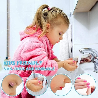 Kit Maquilhagem unicórnio para criança 25 peças, lavável, não tóxico, envio imediato