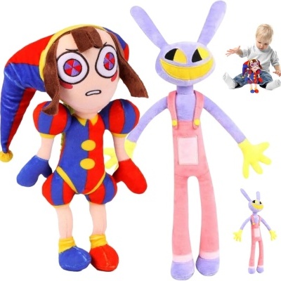 Circo Digital Peluches Pomni e Jax tamanho grande, Circo Digital Pomni e Jax o Coelho 2 peluches