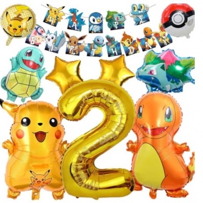Kit festa de anos Pokemon - 10 peças de 2 a 5 anos.
