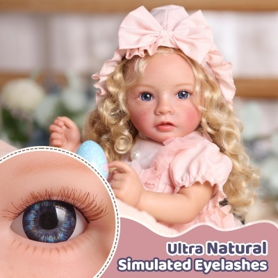 Boneca Bebé Reborn Cachinhos Dourados, 50cm em Silicone Vinílico, detalhes realistas, com acessórios