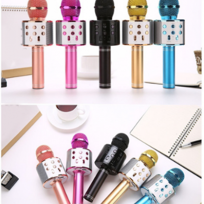 Luccas Microfone Karaoke sem fios, Bluetooth, portátil, com luzes led e gravador