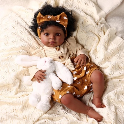 Boneca Bebé Reborn 50cm, silicone vinílico, lindos cabelos, olhos abertos