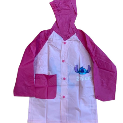 Capa de Chuva Stitch Rosa, 100% em PVC impermeável, envio imediato, receba em 2 dias