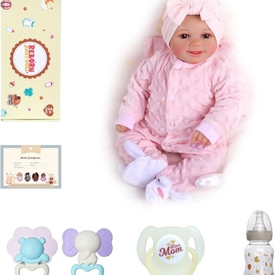 Bebé Reborn Sol recém nascida, 43cm em Silicone Vinílico corpo completo, corpo banhável, detalhes realistas