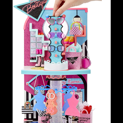 LOL Surprise Mall of Surprises mais de 50 surpresas, Boutiue LOL de 2 pisos e cafetaria, função giratória,