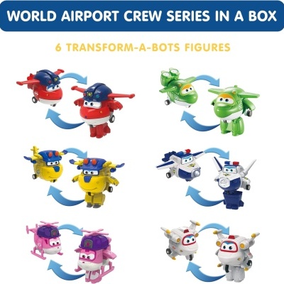 Super Wings - Pack 10 figuras: 06 figuras Transform-a-Bots, 4 figuras PVC, envio imediato