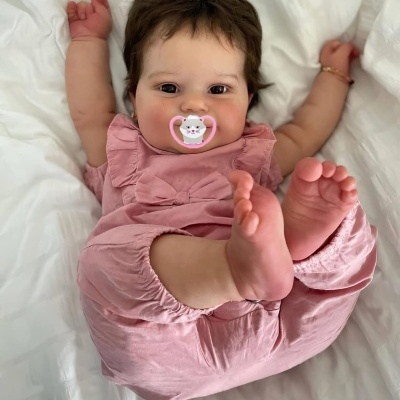 Bebé Reborn Boneca Sofia 50cm em Silicone Vinílico com acessórios, feito a mão, recém nascido, olhos abertos