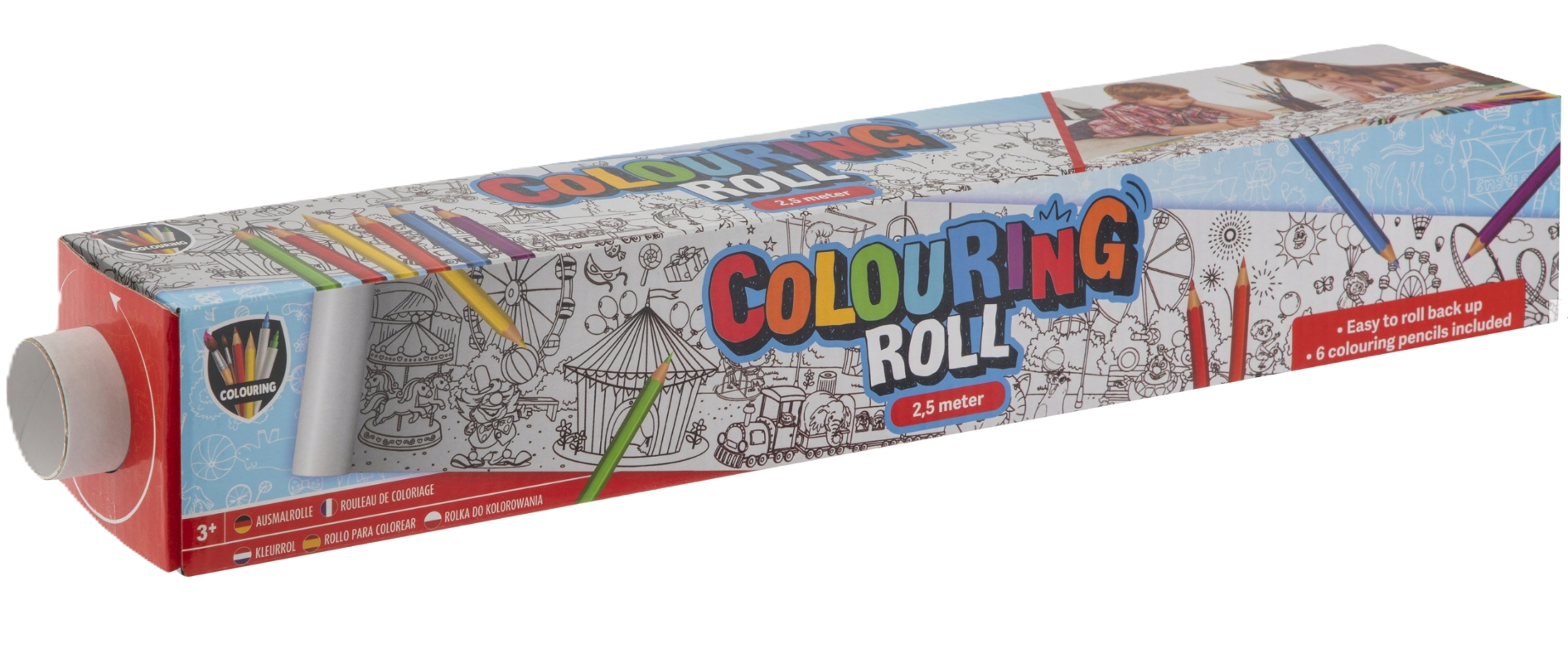 ROLO DE PAPEL PARA COLORIR 250CM x 42CM C/ SUPORTE E 6 LÁPIS DE COR ROLO DE PAPEL PARA COLORIR 250CM x 42CM C/ SUPORTE E 6 LÁPIS DE COR