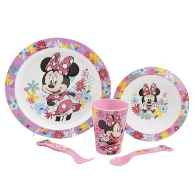 CONJUNTO MICROONDAS 5 PEÇAS REFEIÇÃO INFANTIL - MINNIE MOUSE