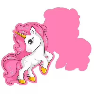 ALMOFADA ACOLCHOADA 3D 30CM - UNICÓRNIO ROSA