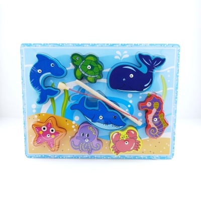 JOGO DE PESCA E PUZZLE EM MADEIRA 8 PEÇAS
