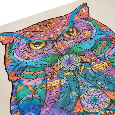 UNIQUE SHAPES - PUZZLE EM MADEIRA CORUJA 130 PEÇAS, GRAFIX