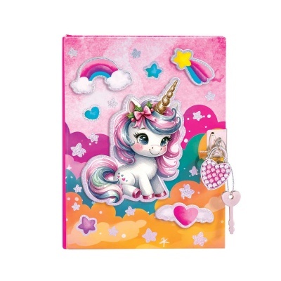 DIÁRIO 3D C/ CHAVE 300 PÁGINAS - UNICÓRNIO