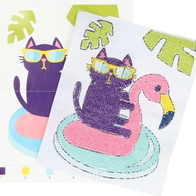 CONJUNTO DE BORDAR À MÃO GATO COOL GRAFIX