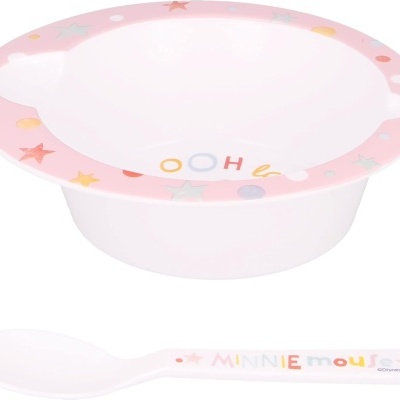 CONJUNTO MICROONDAS TIGELA E COLHER PARA BEBÉS - MINNIE MOUSE