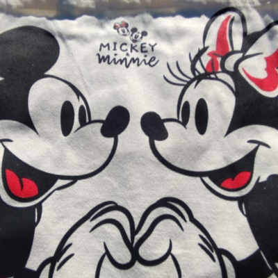 SACO DE PANO COM ALÇAS 38X40CM MICKEY E MINNIE