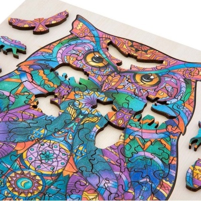UNIQUE SHAPES - PUZZLE EM MADEIRA CORUJA 130 PEÇAS, GRAFIX