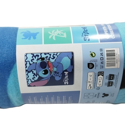 MANTA POLAR INFANTIL 100X140CM - STITCH AZUL