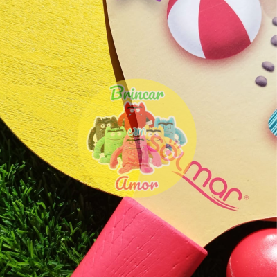 RAQUETES DE PRAIA EM MADEIRA 36CM - HELLO SUMMER